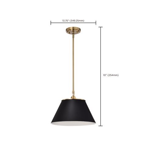 Main product image of Dover 1 Light Medium Pendant Black w/ Vintage Brass
