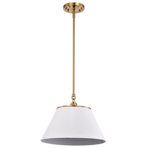 Main product image of Dover 1 Light Medium Pendant White w/ Vintage Brass