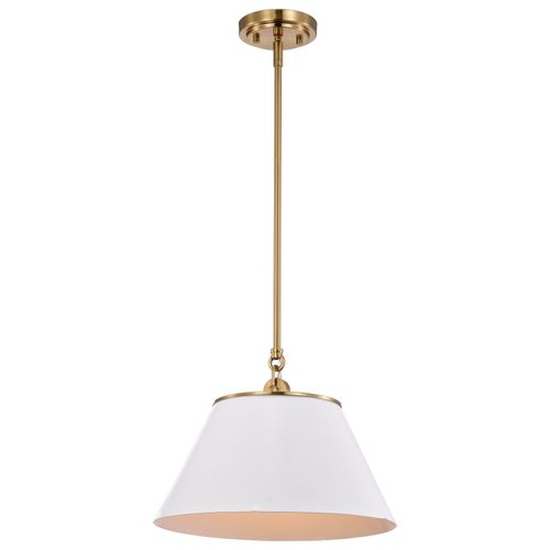Main product image of Dover 1 Light Medium Pendant White w/ Vintage Brass
