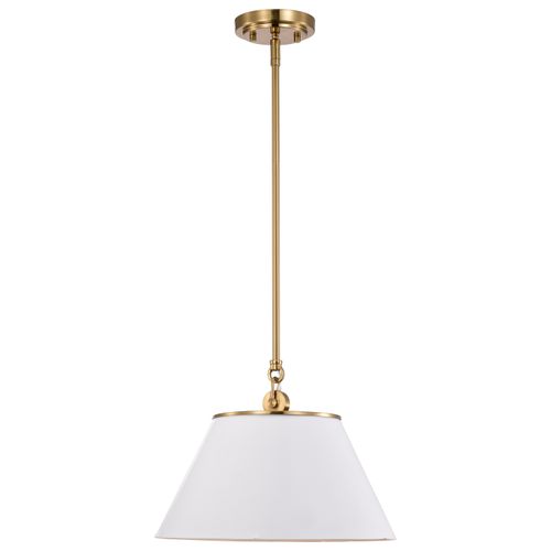 Main product image of Dover 1 Light Medium Pendant White w/ Vintage Brass