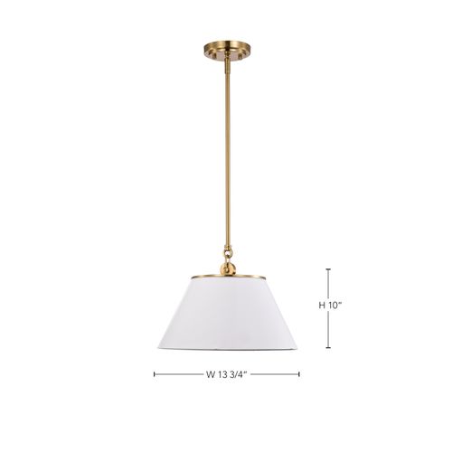 Main product image of Dover 1 Light Medium Pendant White w/ Vintage Brass