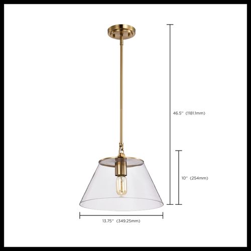 Main product image of Dover 1 Light Medium Pendant Vintage Brass w/ Clear Glass