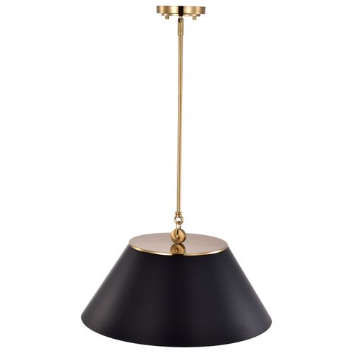 Main product image of Dover 3 Light Large Pendant Black w/ Vintage Brass