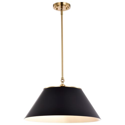 Main product image of Dover 3 Light Large Pendant Black w/ Vintage Brass