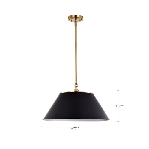 Main product image of Dover 3 Light Large Pendant Black w/ Vintage Brass