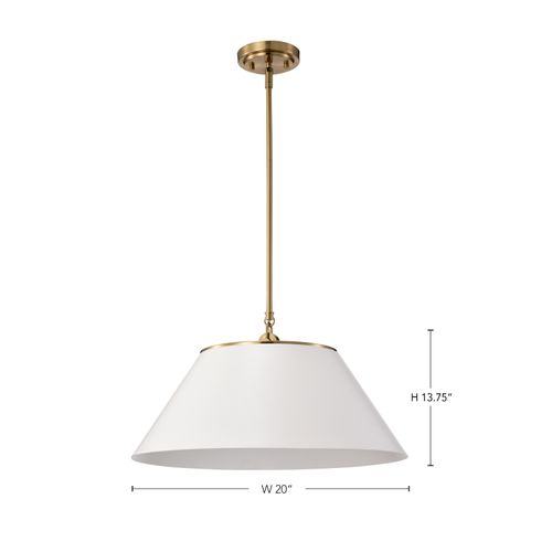 Main product image of Dover 3 Light Large Pendant White w/ Vintage Brass