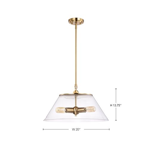 Main product image of Dover 3 Light Large Pendant Vintage Brass w/ Clear Glass