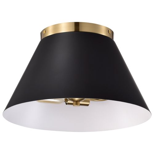 Main product image of Dover 3 Light Small Flush Mount Black w/ Vintage Brass