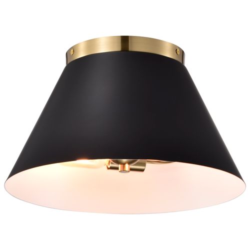 Main product image of Dover 3 Light Small Flush Mount Black w/ Vintage Brass