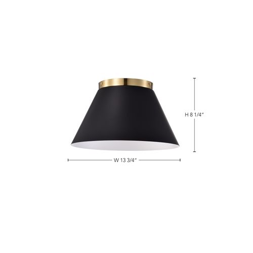 Main product image of Dover 3 Light Small Flush Mount Black w/ Vintage Brass