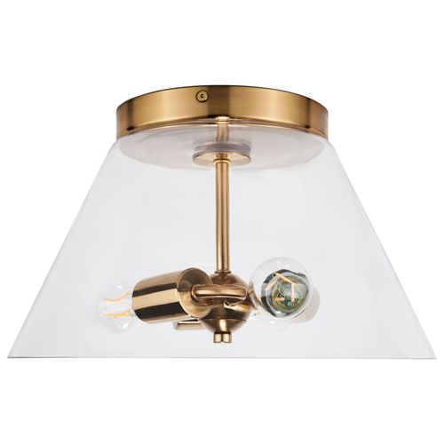 Main product image of Dover 3 Light Small Flush Mount Vintage Brass w/ Clear Glass