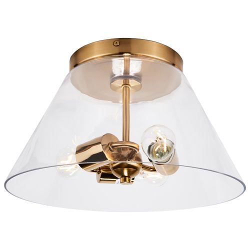 Main product image of Dover 3 Light Small Flush Mount Vintage Brass w/ Clear Glass