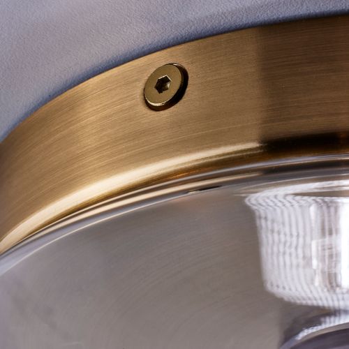 Main product image of Dover 3 Light Small Flush Mount Vintage Brass w/ Clear Glass