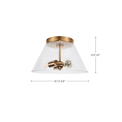 Main product image of Dover 3 Light Small Flush Mount Vintage Brass w/ Clear Glass