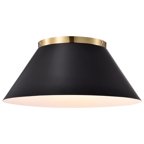 Main product image of Dover 3 Light Large Flush Mount Black w/ Vintage Brass