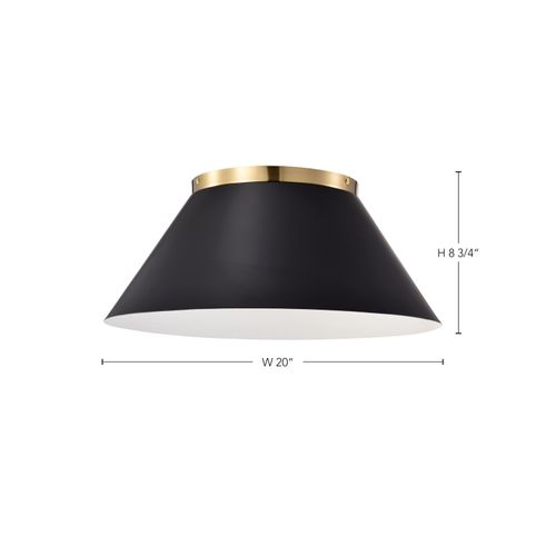 Main product image of Dover 3 Light Large Flush Mount Black w/ Vintage Brass
