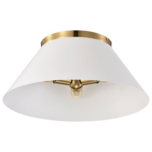 Main product image of Dover 3 Light Large Flush Mount White w/ Vintage Brass