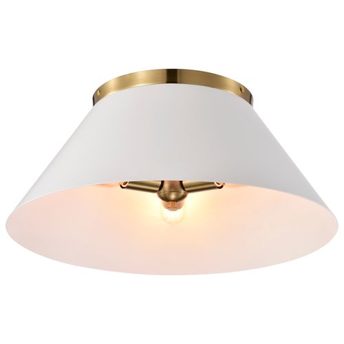 Main product image of Dover 3 Light Large Flush Mount White w/ Vintage Brass