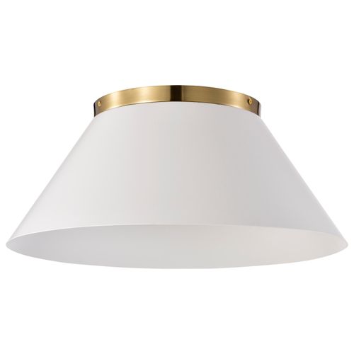 Main product image of Dover 3 Light Large Flush Mount White w/ Vintage Brass