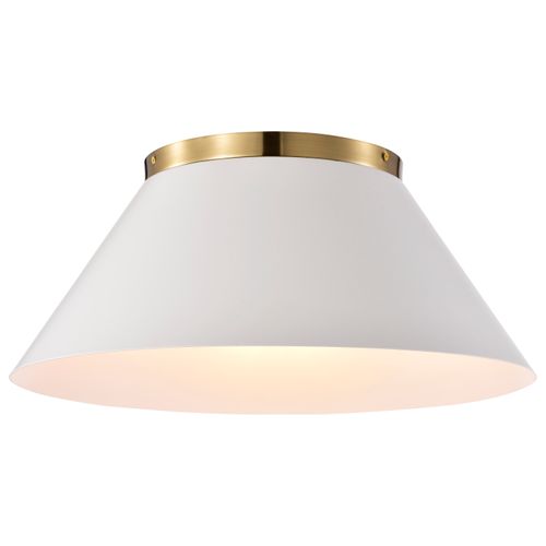 Main product image of Dover 3 Light Large Flush Mount White w/ Vintage Brass