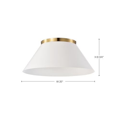 Main product image of Dover 3 Light Large Flush Mount White w/ Vintage Brass