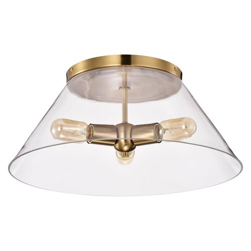 Main product image of Dover 3 Light Large Flush Mount Vintage Brass w/ Clear Glass