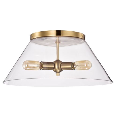 Main product image of Dover 3 Light Large Flush Mount Vintage Brass w/ Clear Glass