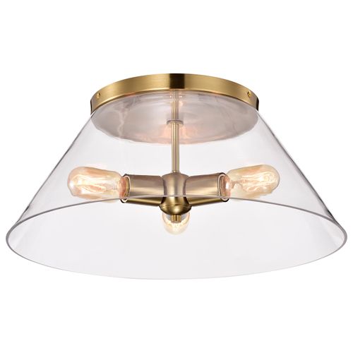 Main product image of Dover 3 Light Large Flush Mount Vintage Brass w/ Clear Glass
