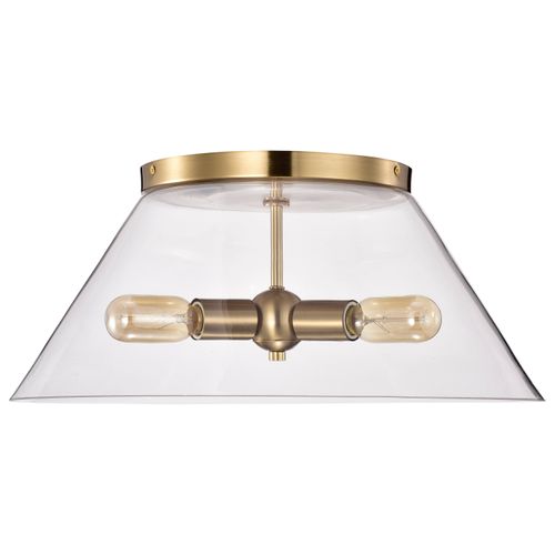 Main product image of Dover 3 Light Large Flush Mount Vintage Brass w/ Clear Glass