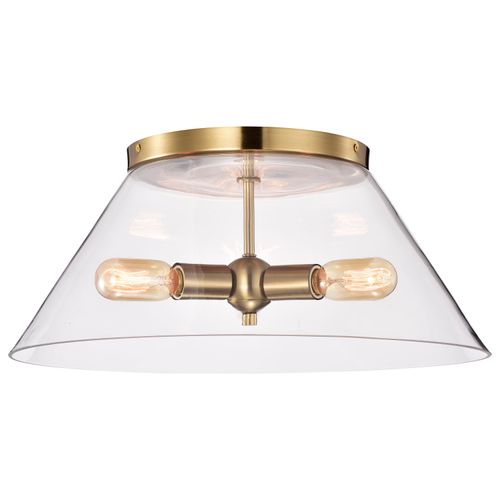 Main product image of Dover 3 Light Large Flush Mount Vintage Brass w/ Clear Glass