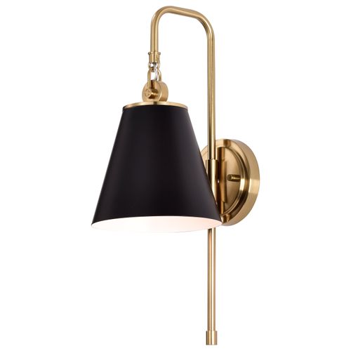 Main product image of Dover 1 Light Wall Sconce Black w/ Vintage Brass