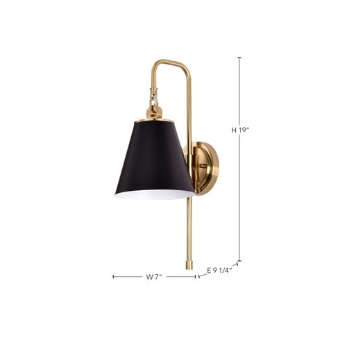 Main product image of Dover 1 Light Wall Sconce Black w/ Vintage Brass