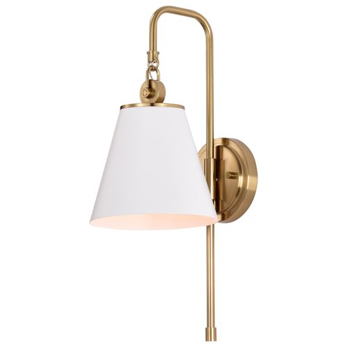 Main product image of Dover 1 Light Wall Sconce White w/ Vintage Brass