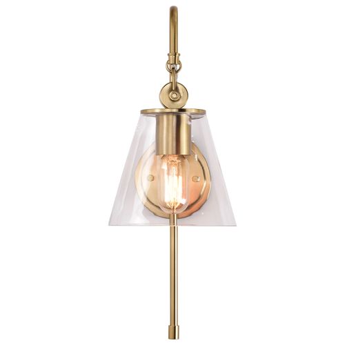 Main product image of Dover 1 Light Wall Sconce Vintage Brass w/ Clear Glass