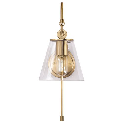 Main product image of Dover 1 Light Wall Sconce Vintage Brass w/ Clear Glass
