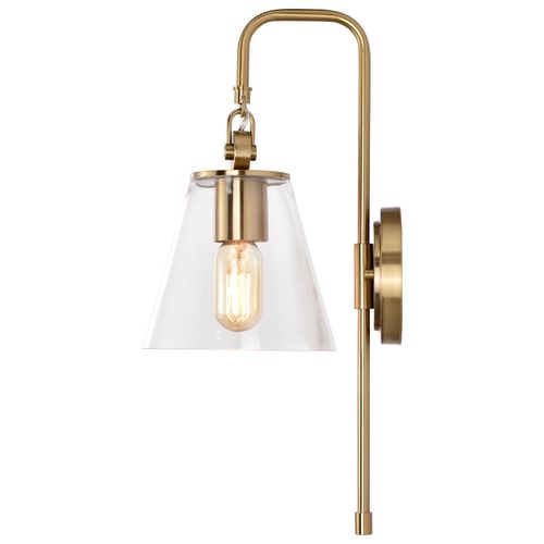 Main product image of Dover 1 Light Wall Sconce Vintage Brass w/ Clear Glass