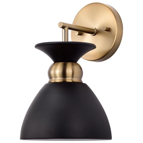 Main product image of Perkins 1 Light Wall Sconce Matte Black w/ Burnished Brass