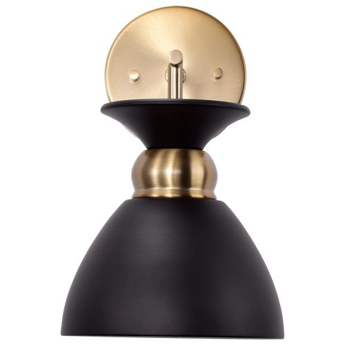 Main product image of Perkins 1 Light Wall Sconce Matte Black w/ Burnished Brass