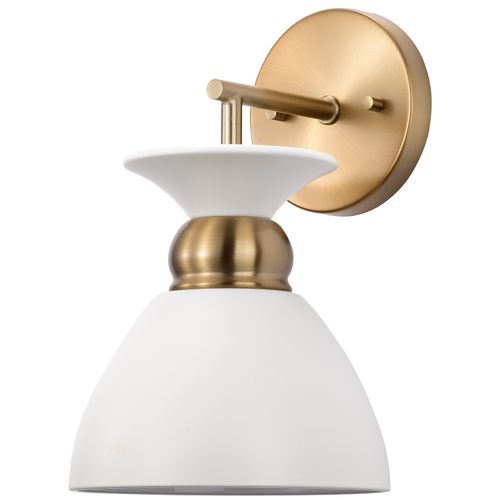 Main product image of Perkins 1 Light Wall Sconce Matte White w/ Burnished Brass
