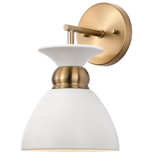 Main product image of Perkins 1 Light Wall Sconce Matte White w/ Burnished Brass