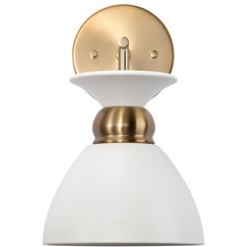 Main product image of Perkins 1 Light Wall Sconce Matte White w/ Burnished Brass