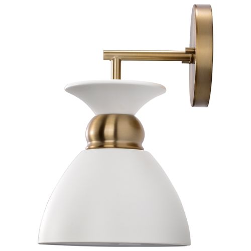 Main product image of Perkins 1 Light Wall Sconce Matte White w/ Burnished Brass