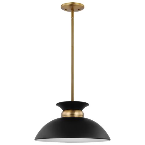 Main product image of Perkins 1 Light Small Pendant Matte Black w/ Burnished Brass