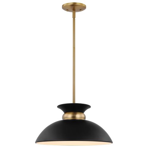 Main product image of Perkins 1 Light Small Pendant Matte Black w/ Burnished Brass