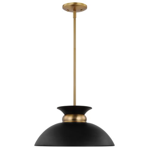 Main product image of Perkins 1 Light Small Pendant Matte Black w/ Burnished Brass