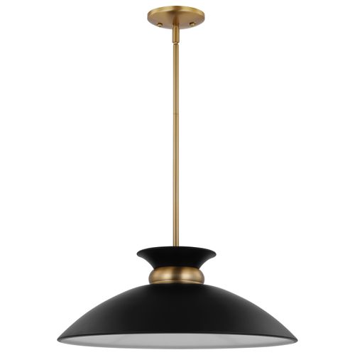 Main product image of Perkins 1 Light Medium Pendant Matte Black w/ Burnished Brass