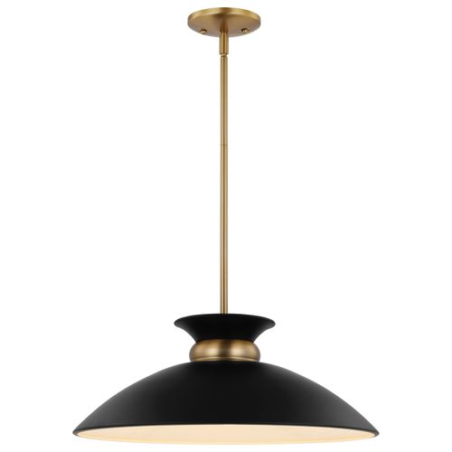 Main product image of Perkins 1 Light Medium Pendant Matte Black w/ Burnished Brass