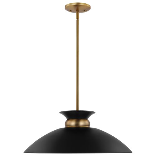 Main product image of Perkins 1 Light Medium Pendant Matte Black w/ Burnished Brass