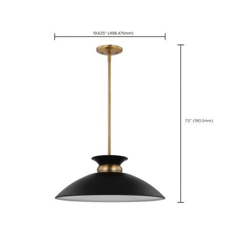Main product image of Perkins 1 Light Medium Pendant Matte Black w/ Burnished Brass