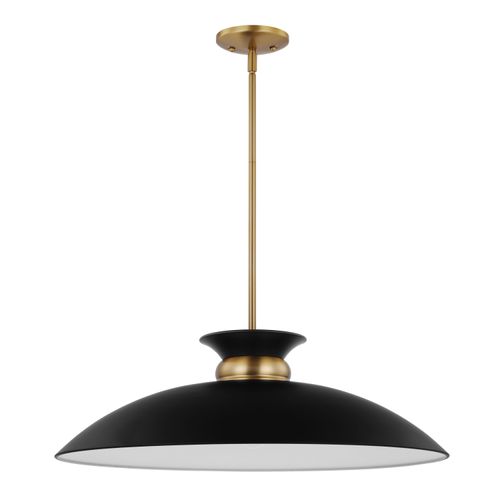 Main product image of Perkins 1 Light Large Pendant Matte Black w/ Burnished Brass